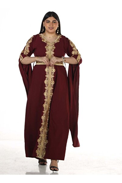 Generic Elegant Moroccan Jellabiya With Golden Embroidery