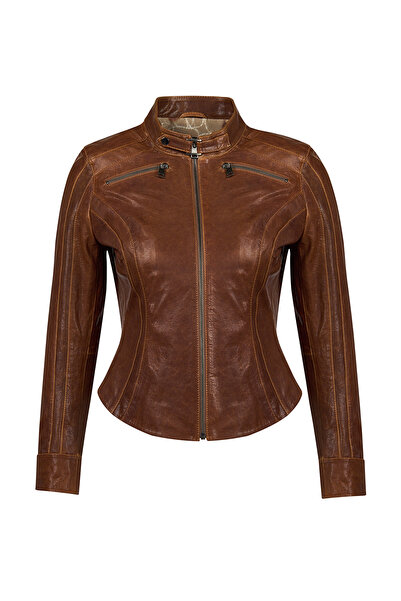 Derimod Brazil Women's Viski Judge Collar Short Leather Jacket 25Wgd5303Vd