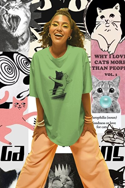 Ninkasiwear Titanic Cats Design Oversized T-Shirt 24/1 Cotton Pieces