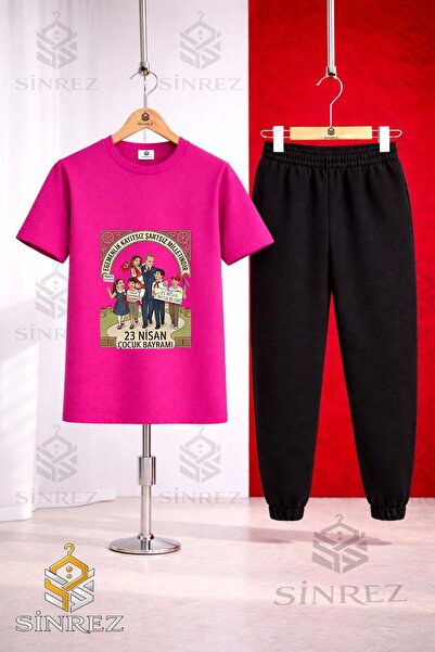 SİNREZ Set de trening cu tricou imprimat pentru copii ATA CHILDREN'S CIRCLE 2...