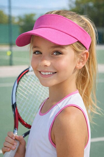FELLMENS Fuchsia Cotton Piece Vizör Tenisci Girl's Hat 10-18 Years