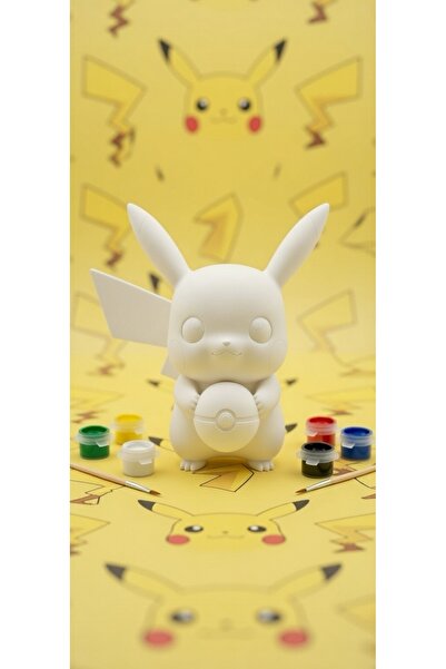 PRİNTELLA Pikachu Figür Boyama Seti 1 Figür 6 Renk Boya 2 Fırça Kendin Boya H...