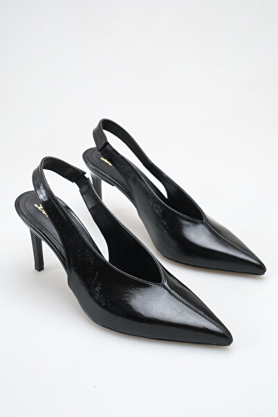 LDR Women's Black Patent Leather Seam Detail Pointed Toe Shoes Stiletto Heel