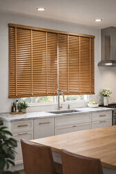 destello by tk %100 AHŞAP JALUZİ PERDE 50MM KURDELELİ