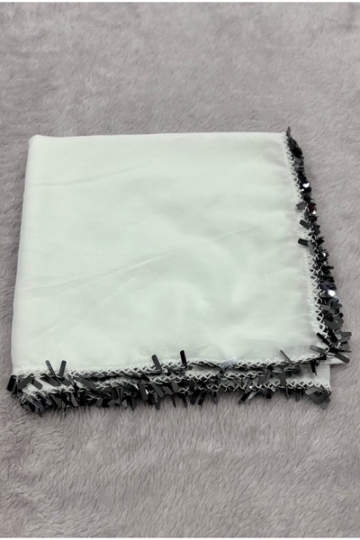 Muensu علبة هدايا مطرزة بالترتر الأبيض مصنوعة يدويًا بأربعة حواف، ترتر مصنوع ...