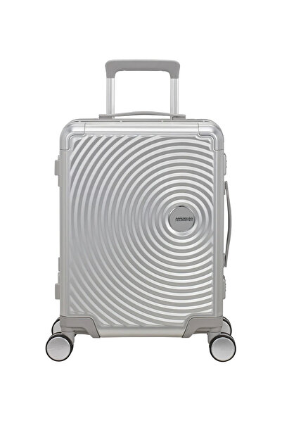 American Tourister Gümüş Çekçekli Sert Valiz SOUNDBOX ALU-SPINNER 55/20 TSA