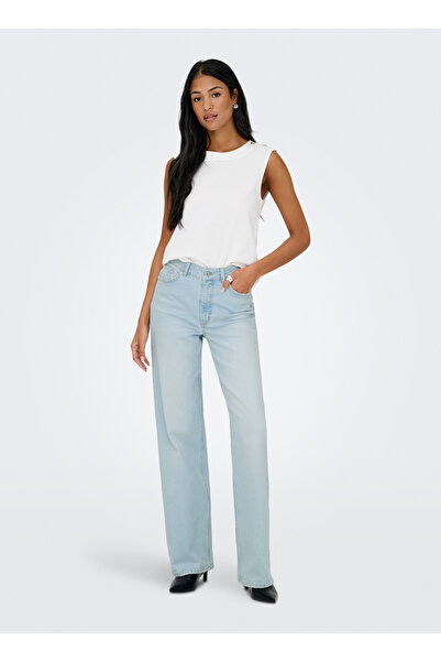 ONLY Yüksek Bel Geniş Paça Rahat Açık Mavi Kadın Denim Pantolon ONLJUICY HW W...