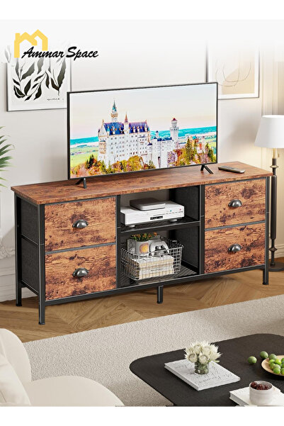 Ammar Space طاولة كونسول عصرية لغرفة المعيشة مزودة بأرفف تخزين، وخزانة تخزين ...