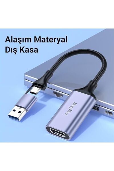 Yıldızan Storesellm 1080P 60Hz HDMI Video Capture Card USB 3.0 ve Type-C Görü...