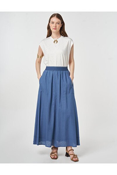KYR Torba Pocketed Evaze Skirt Indigo