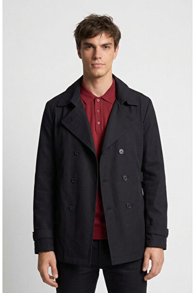 Network Siyah Kruvaze Yaka Pardösü