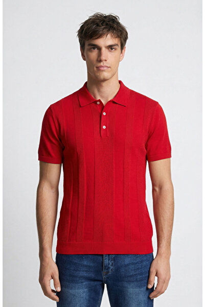 Network Kırmızı Desenli Triko Kazak