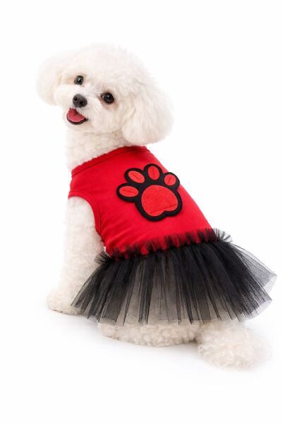 DOGİ&DOG Küçük Irk Red Paws Köpek Elbisesi Köpek Kıyafeti (1-10KG)