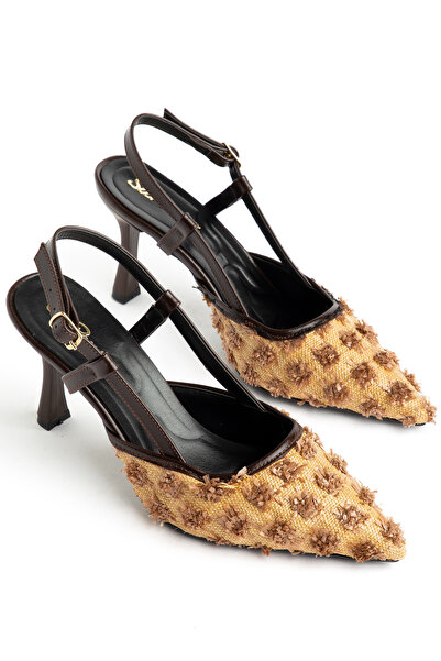 SU PERİSİ Women's Evening Dress Shoes Tassel Patterned Orthopedic Stiletto