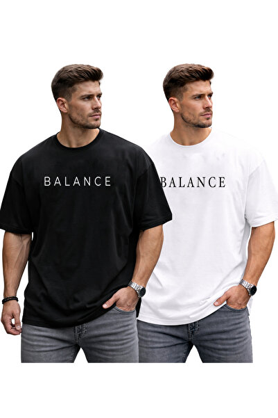 DEEPSENCE 2-Pack 100% Cotton Comfortable Fit T-Shirt Balance Design