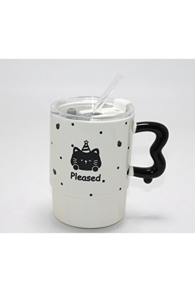 Epilons كوب من البورسلين على شكل دب لطيف مع غطاء وقشة