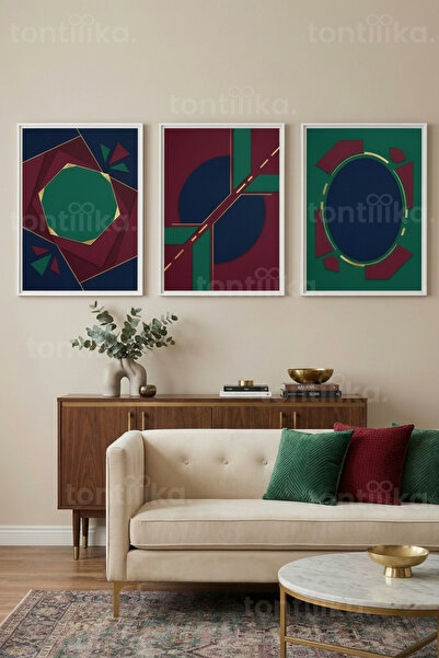 Tontilika Σετ ζωγραφικής με γεωμετρική αφηρημένη σύνθεση και ξύλινο πλαίσιο 3...