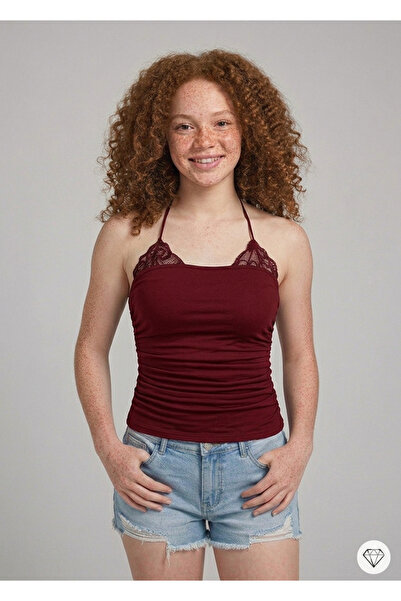 Köstebek Lace Detailed Strappy Knitted Stylish Blouse