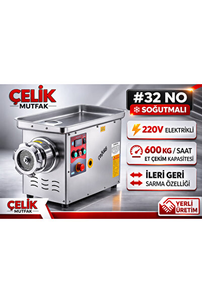 Çağdaş Makina Çağdaş 32 No Et Kıyma Makinesi 600 Kg/Saat 220V Soğutmalı (İler...