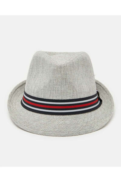 REDTAG Men Grey Fedora Hats With Band