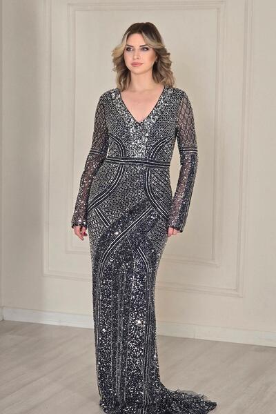 Yonca Moda Evi Lacivert İthal Abiye 1015