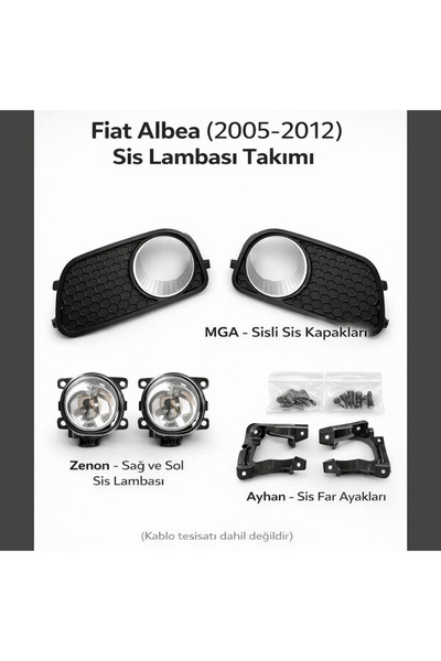 ZENON Fiat Albea Sis Lambası Takımı 2005-2012 | Sis Farı + Sis Kapağı + Sis F...