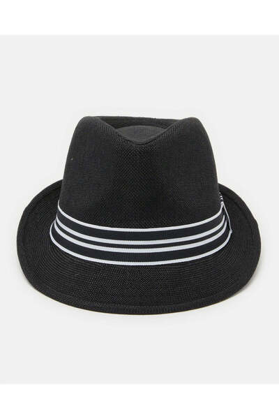 REDTAG Men Black Fedora Hats With Band