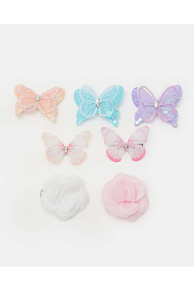 REDTAG Girls Assorted Embellished Hair Clip Set (Pack of 7)