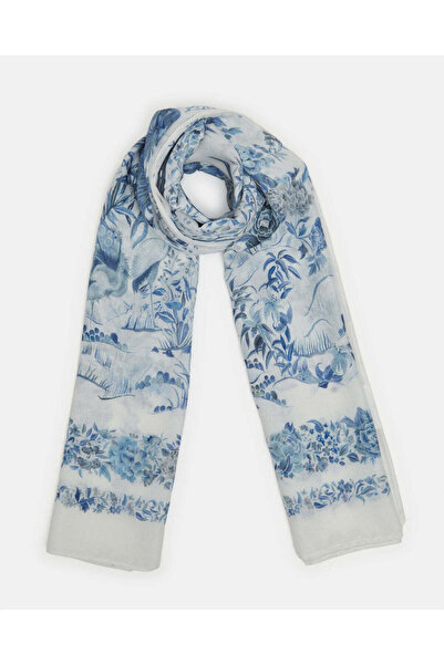 REDTAG Girls White And Blue Printed Scarf