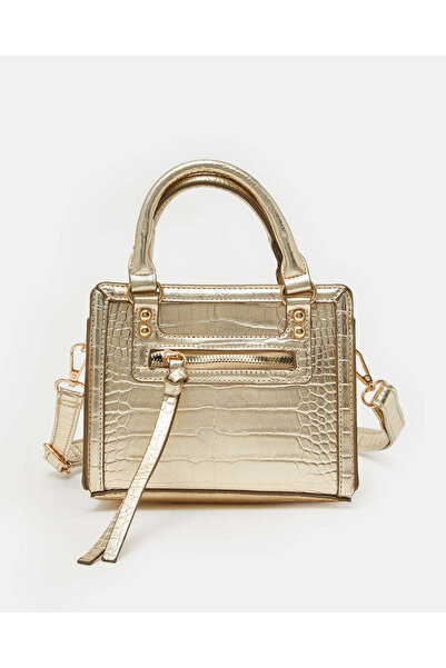 REDTAG Women Gold Textured Cross Body Bag