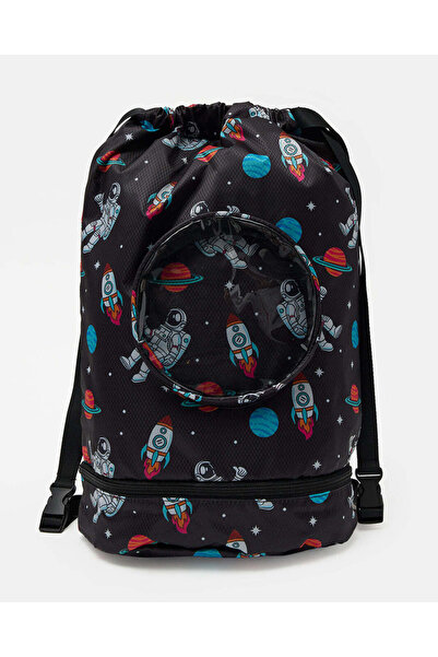 REDTAG Boys Black Printed Backpack