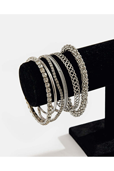 REDTAG طقم أساور فضية نسائية مكون من 6 قطع