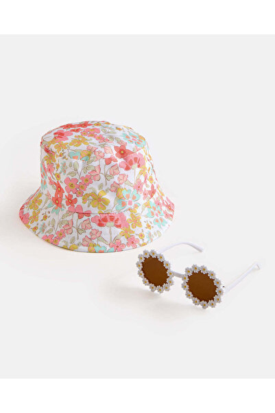 REDTAG Girls White Sunglasses With Hat Set