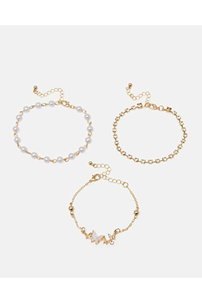 REDTAG طقم أساور نسائية من ثلاث قطع مزينة بالذهب