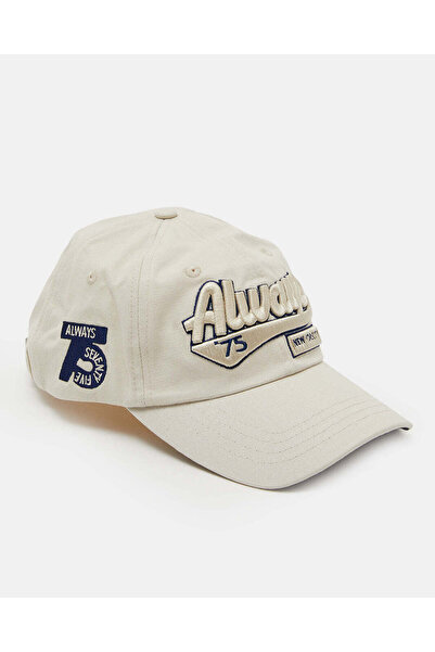 REDTAG Men Beige Embroidered Cap