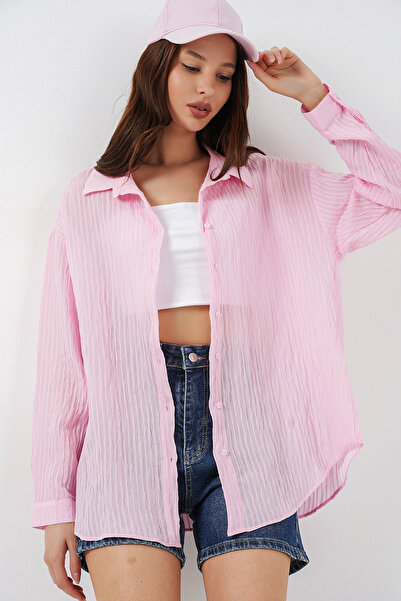 Bigdart Γυναικείο Μακρύ Πουκάμισο oversized 20320 - Πούδρα