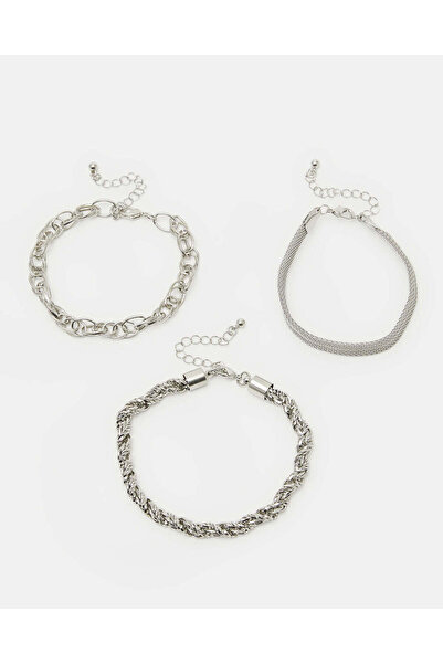 REDTAG طقم أساور فضية مزخرفة للنساء (3 قطع)