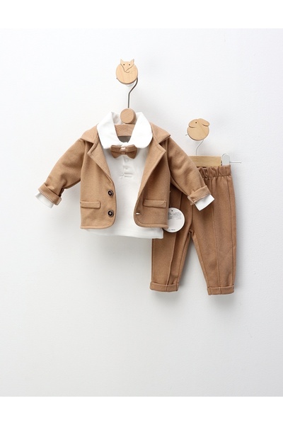 MiniKids Κομψό βρεφικό κοστούμι Zaian, με μπεζ χρώμα