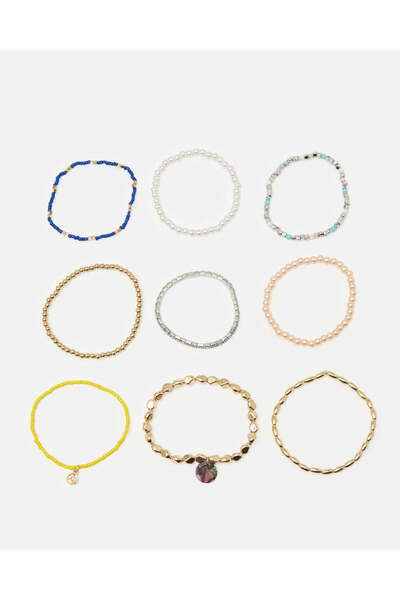 REDTAG طقم أساور نسائية متنوعة مزينة مكون من 9 قطع