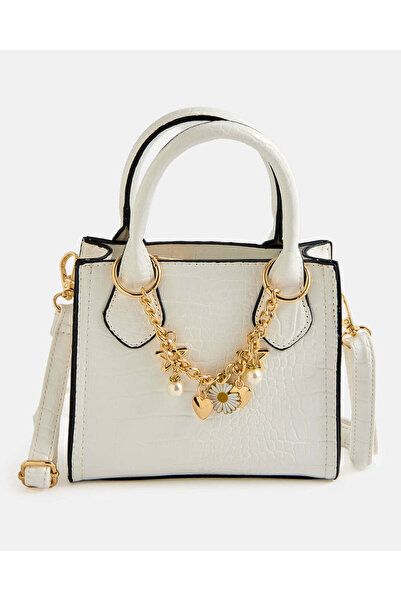 REDTAG حقيبة يد بيضاء مزينة للبنات الكبيرات