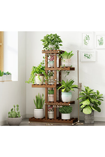 KEKE Balcony Flower Rack Storage in Living Room Multiple Layers Brown103*25*59cm