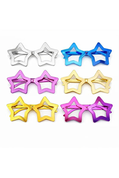 shopwave مجموعة نظارات ستار بارتي مكونة من 12 قطعة - 6 ألوان (بدون زجاج)