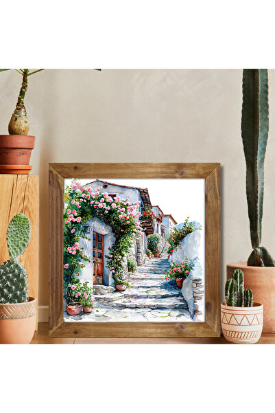 Tuba Decor Ξύλινο Τετράγωνο Πίνακας Ζωγραφικής με Πλαίσιο Ελλάδας