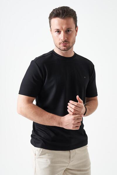 TENA Tricou de bază cu gât negru pentru bărbați