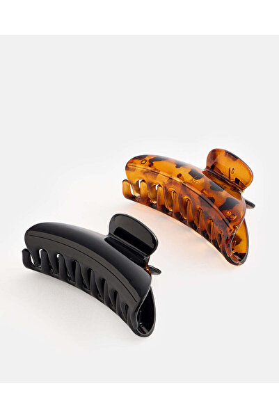 REDTAG طقم مشابك شعر نسائية باللونين الأسود والبني - قطعتان