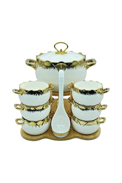 Pearl Noire 6 Soup Bowl Set with Stand