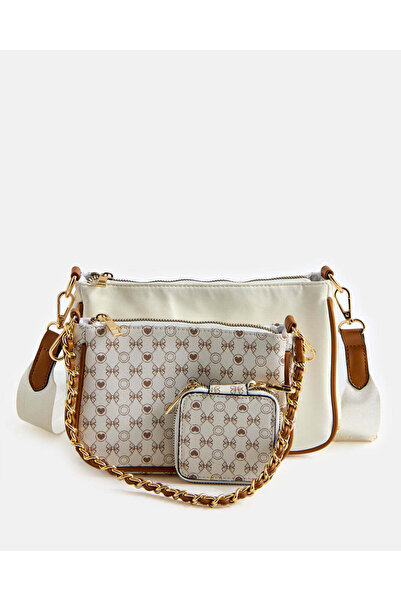 REDTAG حقيبة نسائية بيضاء مطبوع متعددة الاستخدامات