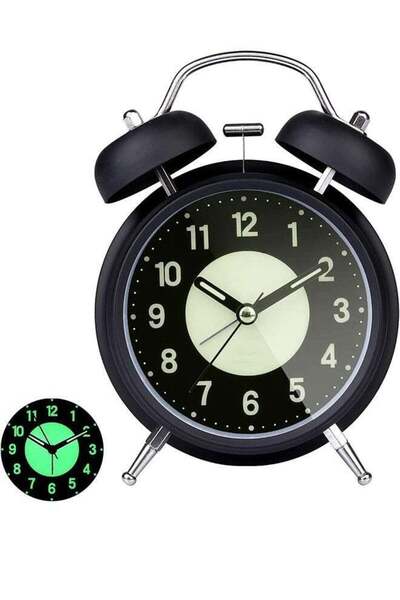 Arabest ساعة منبه كلاسيكية عالية الصوت، مزودة بإضاءة ليلية، ساعة منبه صامتة ب...