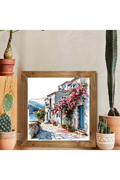 Tuba Decor Ξύλινο Τετράγωνο Πίνακας Ζωγραφικής με Πλαίσιο Ελλάδας