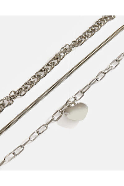 REDTAG طقم أساور فضية نسائية مكون من 3 قطع